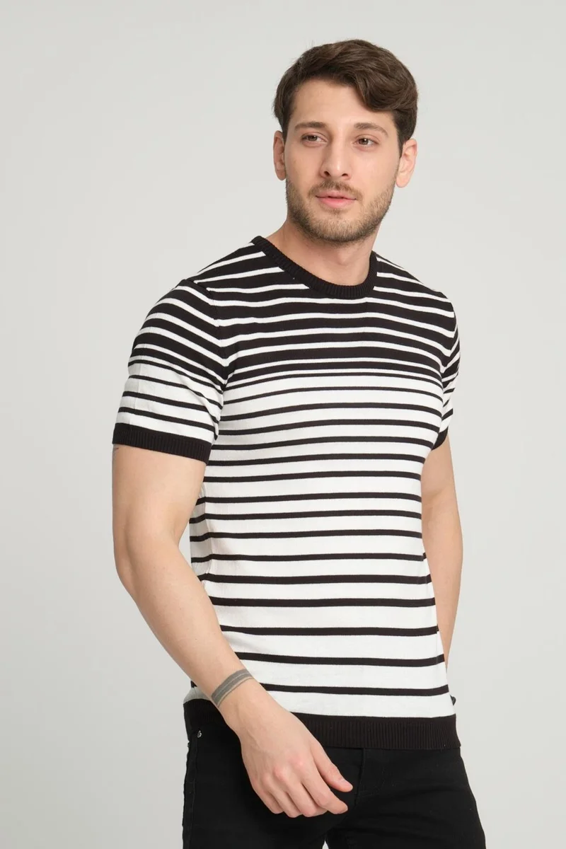 Alexander Gardi Crew Neck Striped Knit T-SHIRT(AG504801)