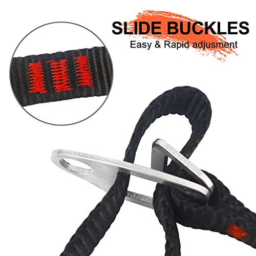 NewDoar Climbing Sling Foot Ascender Foot Sling,Adjustable Strap Foot Loop for Tree Arborist, Climbing Rock, Expedition, Caving, Rescue and Aerial Work(Black Red) - Image 5