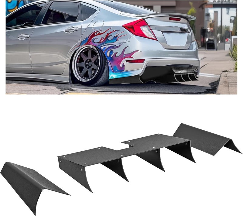 HECASA Rear Bumper Diffuser for 2012-2015 Honda Civic - Black Plastic ABS - Image 1