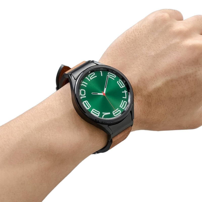 سوار ساعة ذكية سوار جلدي كلاسيكي متوافق مع Samsung Galaxy Watch 7 بملاءمة قابلة للتعديل وحزام بديل للاستخدام اليومي باللون رمادي قابل للتعديل - NADI - Image 4