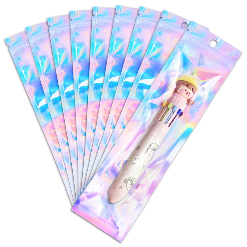ANZNKU 50 Pcs 2.7" x 9" Pen Bags Holographic Mylar Bags Pen Packaging Bag Resealable Smell Proof Bag for Party Favor Food Storage, Cosmetics, Jewelry & Pen Packaging - Image 1