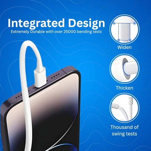 MMAK 60W USB-C to USB-C Braided Fast Charging Cable, PD High-Speed Data Sync Nylon Cord Compatible with iPhone 15 / iPhone 16 / iPhone 16 Plus/iPhone 15 Pro Max/Samsung Galaxy, White - Image 3