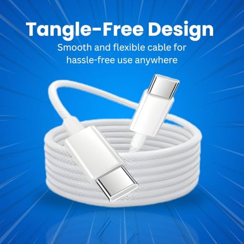 MMAK 60W USB-C to USB-C Braided Fast Charging Cable, PD High-Speed Data Sync Nylon Cord Compatible with iPhone 15 / iPhone 16 / iPhone 16 Plus/iPhone 15 Pro Max/Samsung Galaxy, White - Image 5