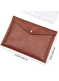 VANRA 1 Piece Pu Leather File Folders A4 Document Holder File Envelope Waterproof Portfolio Filing File Organizer For Letter Size With Snap Button Closure, Brown  - Image 2