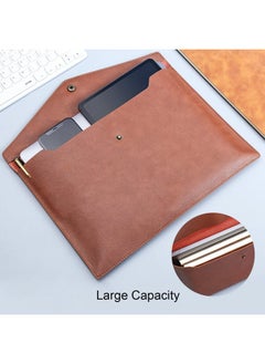 VANRA 1 Piece Pu Leather File Folders A4 Document Holder File Envelope Waterproof Portfolio Filing File Organizer For Letter Size With Snap Button Closure, Brown  - Image 5