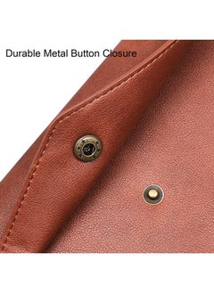 VANRA 1 Piece Pu Leather File Folders A4 Document Holder File Envelope Waterproof Portfolio Filing File Organizer For Letter Size With Snap Button Closure, Brown  - Image 3