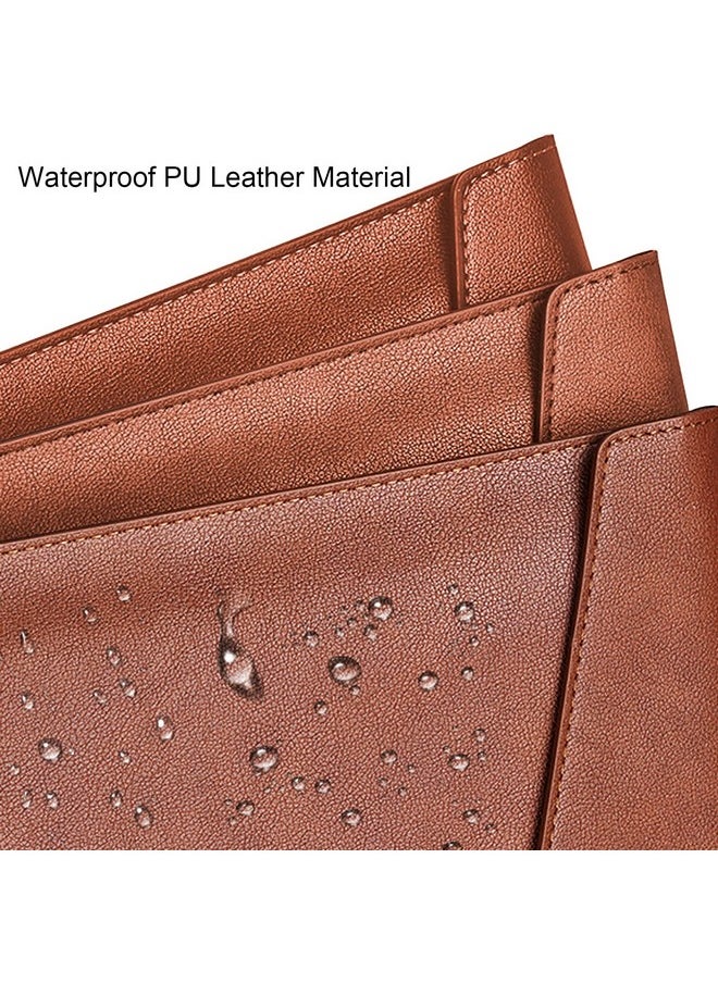 VANRA - 1 Piece Pu Leather File Folders A4 Document Holder File Envelope Waterproof Portfolio Filing File Organizer For Letter Size With Snap Button Closure, Brown - Image 1