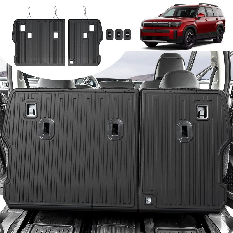 HOUCLEMIC 2nd Row Backrest Mat for 2024-2026 Hyundai Santa FE, All Weather TPE Bench Seat Back Cover Durable Kick Mats for Hyundai Santa Fe Accessories (Fit Hybrid and Fuel) 2024 2025 2026 - Image 1