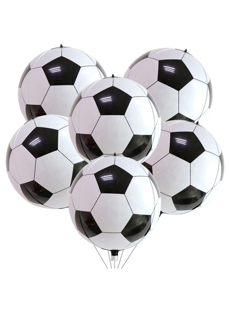 Black and white foil football balloons, extra large 22 inches, 4D balloons, suitable for football party decorations, foil balloons, birthday party decorations, pack of 6. - Image 1