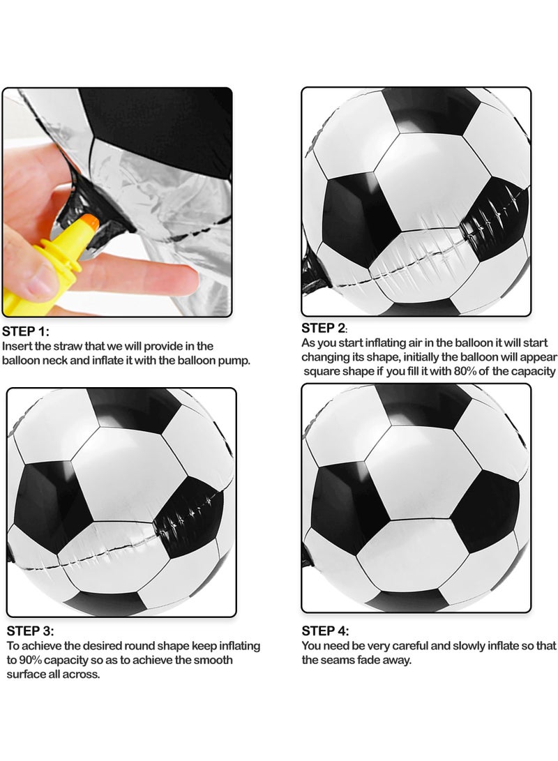 Black and white foil football balloons, extra large 22 inches, 4D balloons, suitable for football party decorations, foil balloons, birthday party decorations, pack of 6. - Image 3