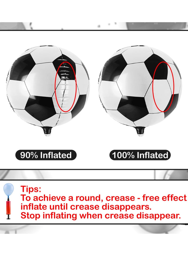 Black and white foil football balloons, extra large 22 inches, 4D balloons, suitable for football party decorations, foil balloons, birthday party decorations, pack of 6. - Image 4