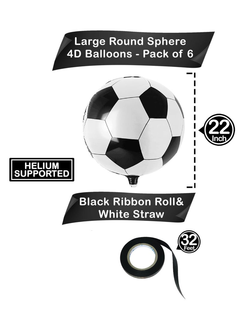 Black and white foil football balloons, extra large 22 inches, 4D balloons, suitable for football party decorations, foil balloons, birthday party decorations, pack of 6. - Image 5