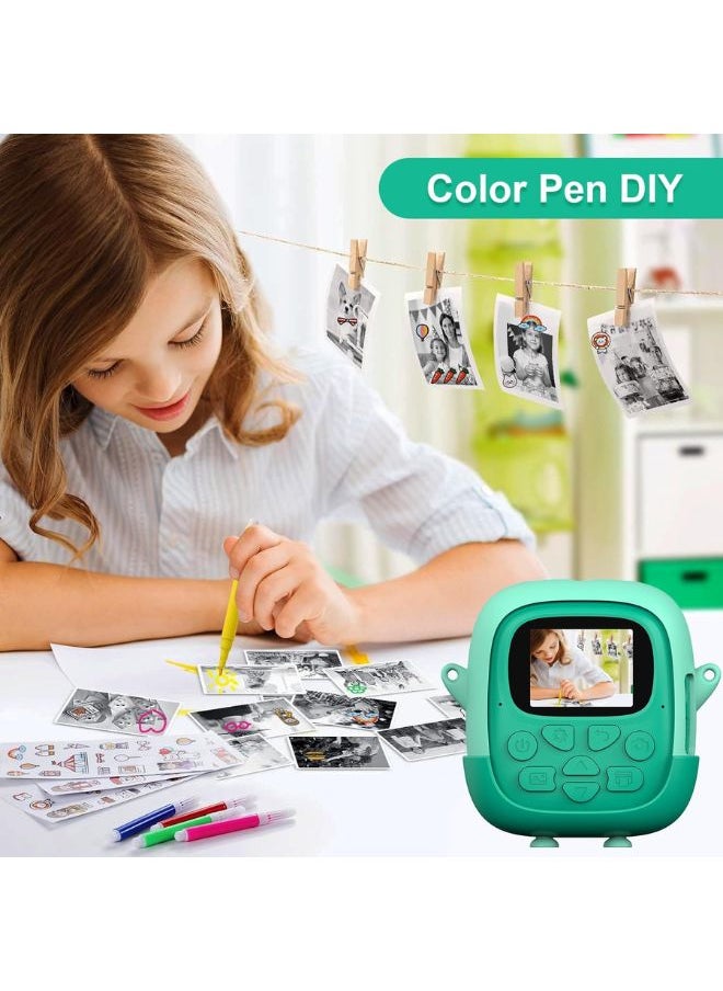 Generic Kids Camera for Girls Boys,Instant Camera for Kids with 32GB SD Card Reversible Lens Video Digital Camera with Print Photo Paper, Birthday Gifts Toy for 3-12 Year Old 5 Colour Pens (Green)  - Image 3