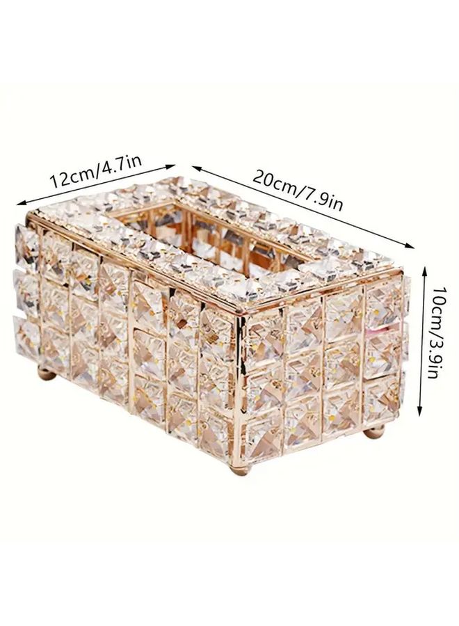 Golden Rectangle Tissue Box Cover Stainless Steel Polished Surface Commercial Toilet Paper Holder Office Home Decor Creative Paper Napkin Facial Tissue Storage Box - Image 3