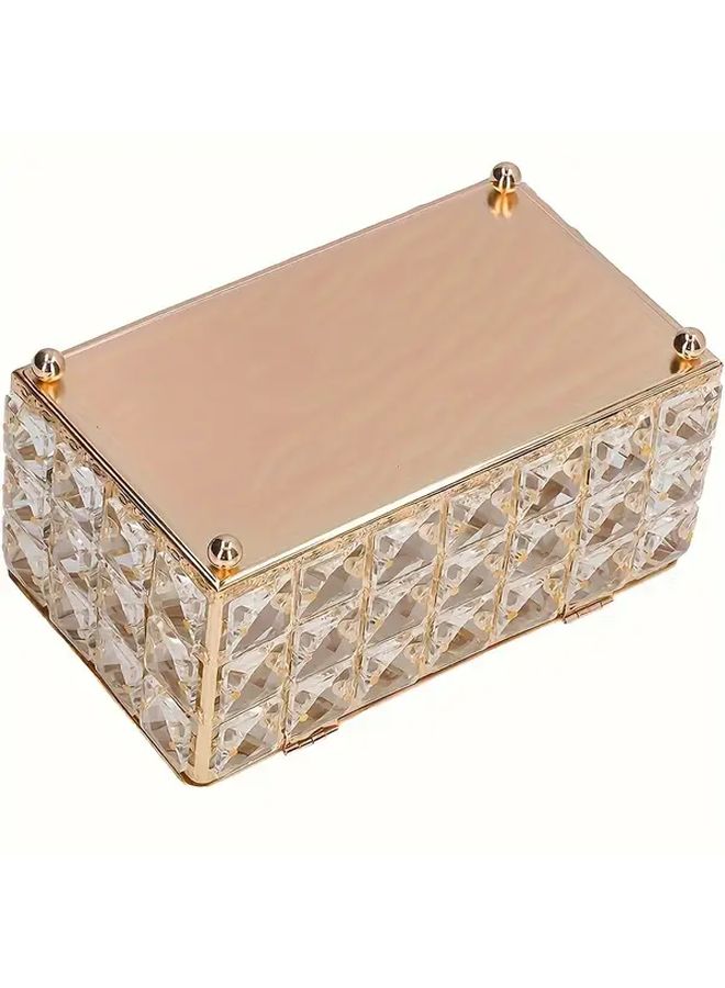 Golden Rectangle Tissue Box Cover Stainless Steel Polished Surface Commercial Toilet Paper Holder Office Home Decor Creative Paper Napkin Facial Tissue Storage Box - Image 4