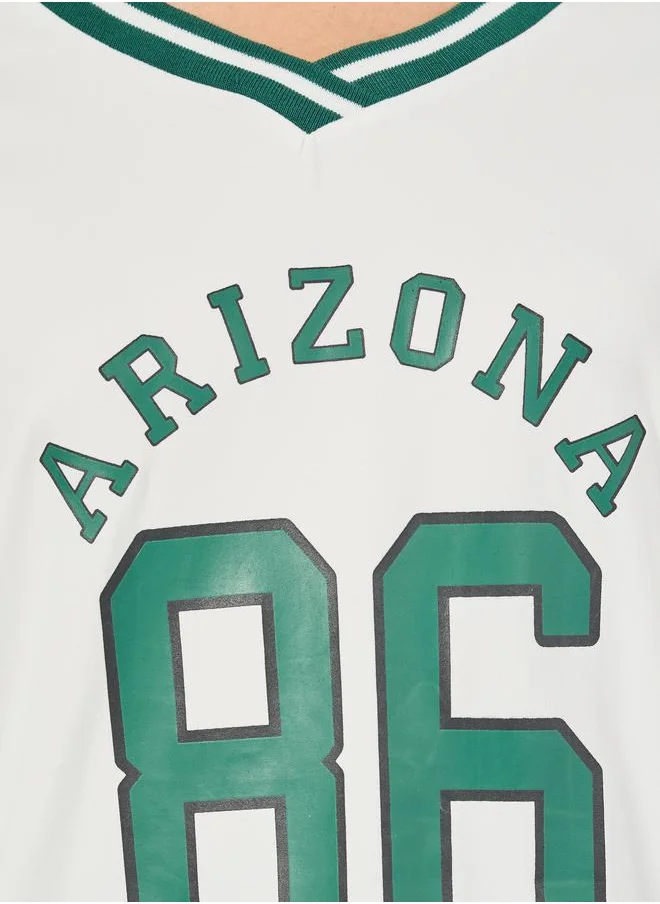 Styli Varsity Slogan T-Shirt & Wide Leg Jogger Co-Ords