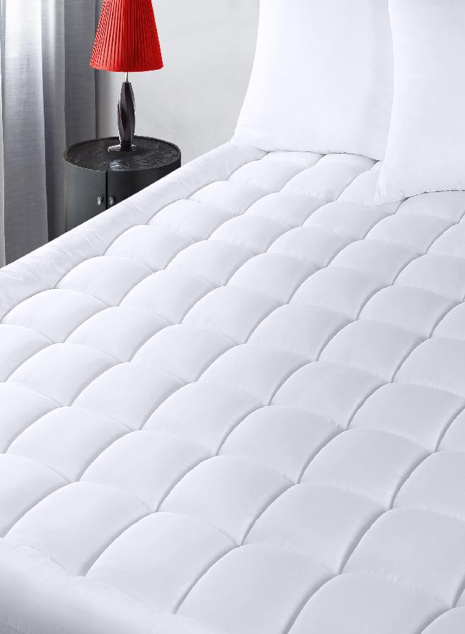 Utopia Bedding Quilted Fitted Premium Mattress Pad Full Size - Pillow Top Mattress Topper - Elastic Fitted Fluffy Mattress Protector - Mattress Cover Stretches up to 16 Inches Deep -Machine Washable - Image 1