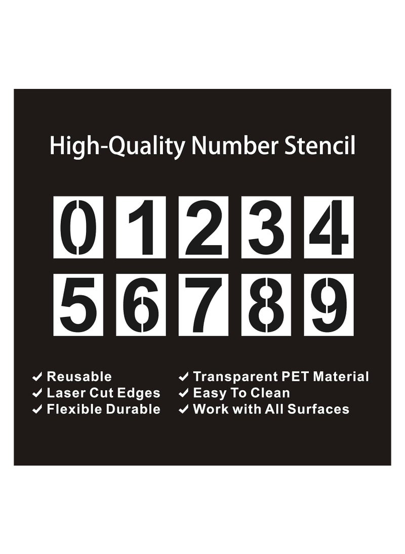Generic SHINE 10 Pieces Number Stencils Set 0-9 Address Number Stencil Templates Reusable Plastic Number Stencils for Cake Stencil Address Number Painting Stencils Templates(6inch)  - Image 2