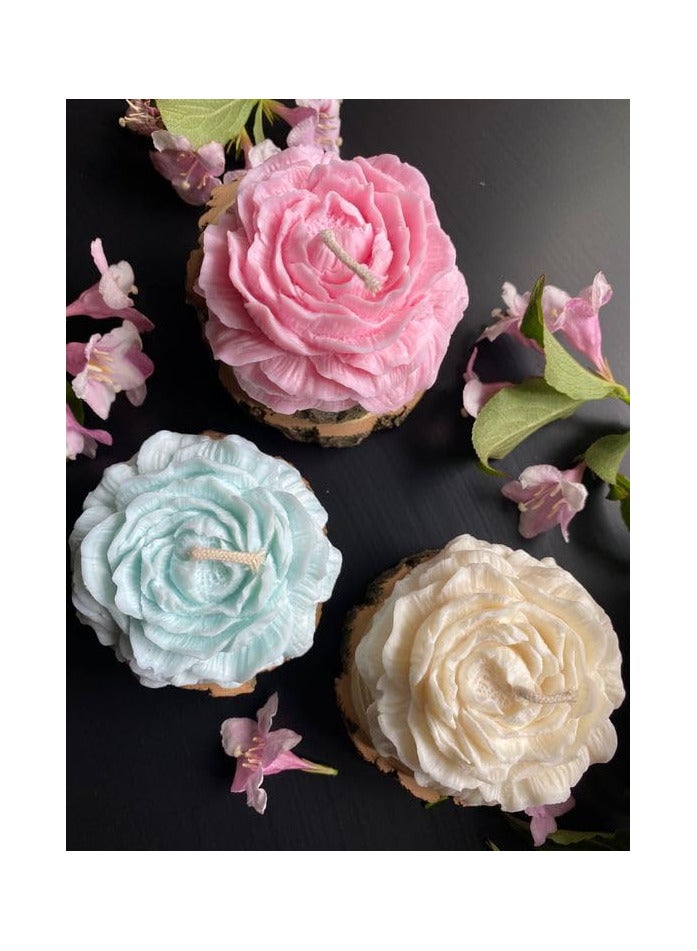 Rose-shaped candles with a local rose scent (2 pieces) - multi-colored  - Image 2