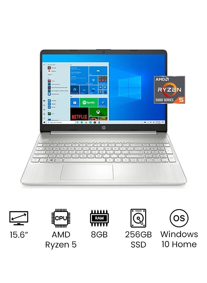 HP (Upgraded Version) 15-ef2127wm Laptop With 15.6-Inch FHD Display, AMD Ryzen 5-5500U Processor/8GB RAM/256GB SSD/AMD Radeon Graphics/Windows 10 Home/International Version English Silver - Image 1