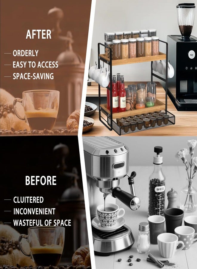 LEMIKKLE 2-Tier Coffee Station Organizer with Pod Holder and Drawer, Kitchen Countertop Organizer, Coffee Bar Accessories Station with Coffee Pod Storage, Coffee Organizer - Image 5