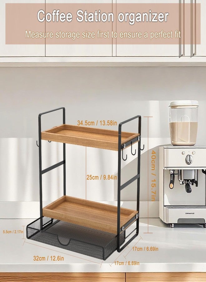 LEMIKKLE 2-Tier Coffee Station Organizer with Pod Holder and Drawer, Kitchen Countertop Organizer, Coffee Bar Accessories Station with Coffee Pod Storage, Coffee Organizer - Image 3