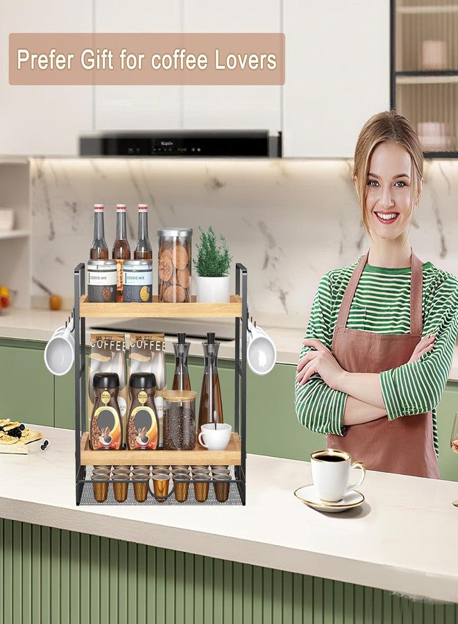 LEMIKKLE 2-Tier Coffee Station Organizer with Pod Holder and Drawer, Kitchen Countertop Organizer, Coffee Bar Accessories Station with Coffee Pod Storage, Coffee Organizer - Image 2