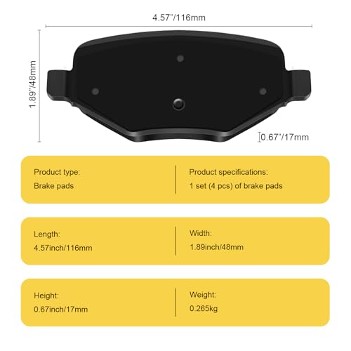 HYFTJYZ Rear Brake Pads for Ford Edge, Explorer, Flex, Taurus and Lincoln MKS, MKT, MKX - Ceramic, Smooth Braking Performance - Image 3