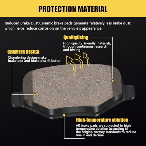 HYFTJYZ Rear Brake Pads for Ford Edge, Explorer, Flex, Taurus and Lincoln MKS, MKT, MKX - Ceramic, Smooth Braking Performance - Image 5