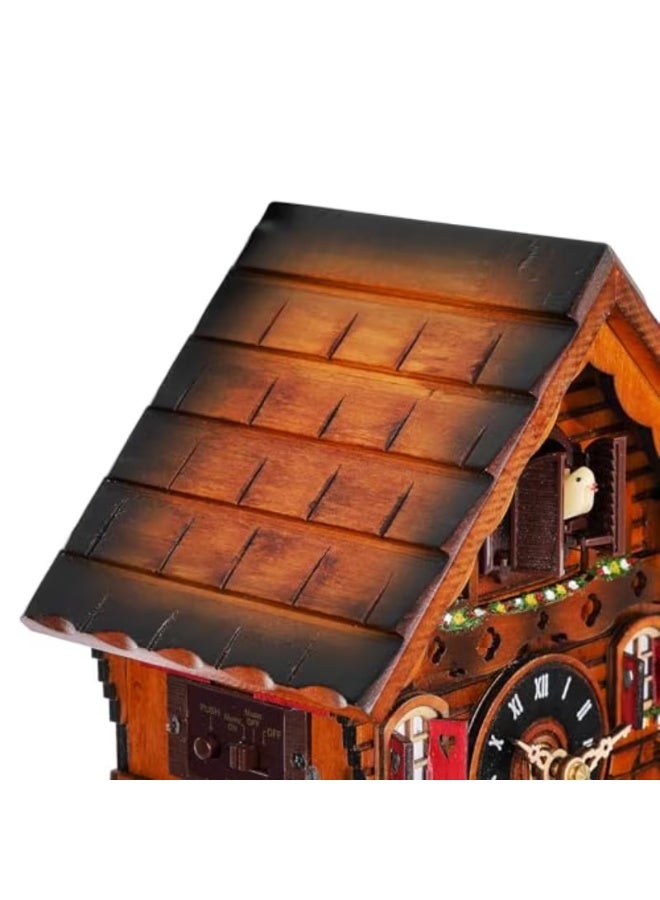 erorex Traditional Black Forest Cuckoo Clock with Vintage Wooden Pendulum – Solid Wood Large Wall Clock for Home, Office, or Restaurant Décor – German Cuckoo Bird Mechanism, Night Shut-Off & Music On/Off - Image 3