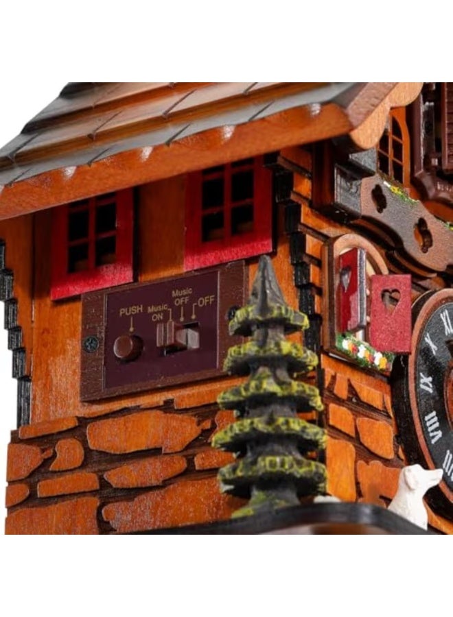 erorex Traditional Black Forest Cuckoo Clock with Vintage Wooden Pendulum – Solid Wood Large Wall Clock for Home, Office, or Restaurant Décor – German Cuckoo Bird Mechanism, Night Shut-Off & Music On/Off - Image 2