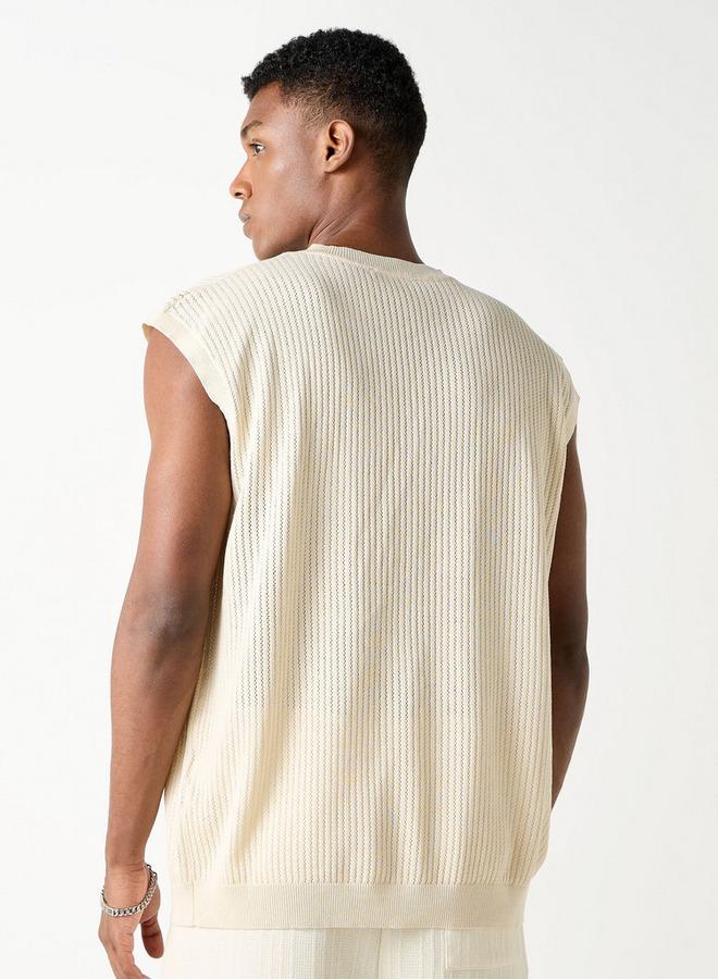 ايكونيك سترة بدون أكمام بياقة على شكل حرف  بنقش أيقوني - Image 3