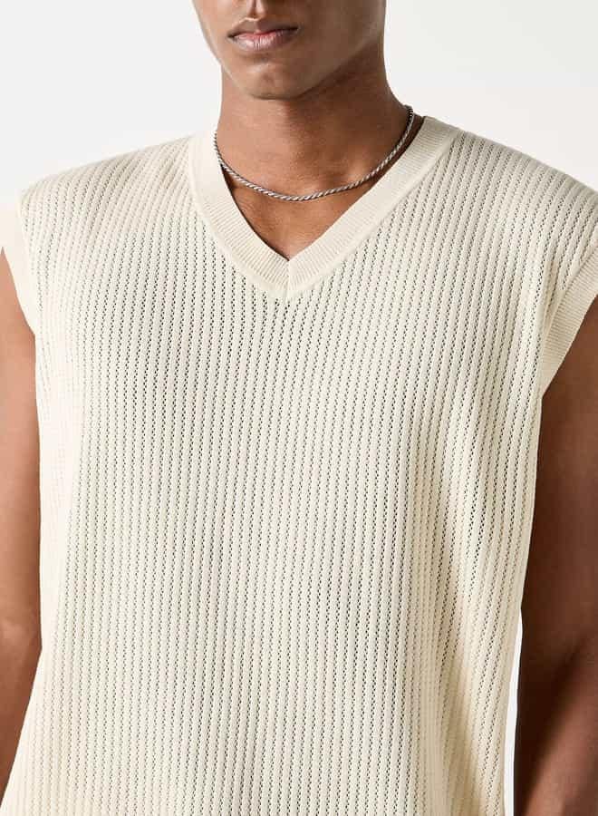 ايكونيك سترة بدون أكمام بياقة على شكل حرف  بنقش أيقوني - Image 4