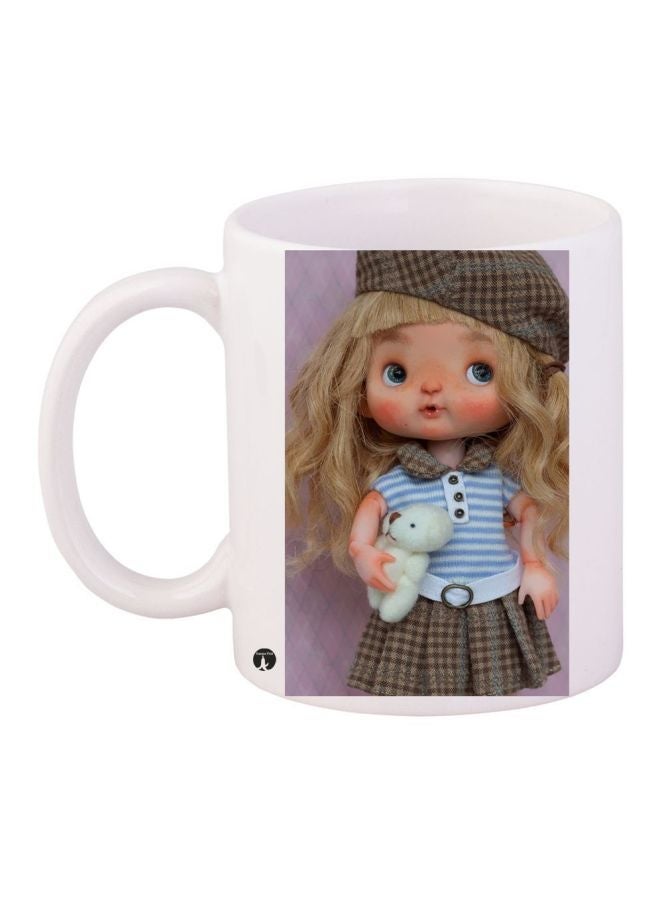 RYN Girl Printed Coffee Mug White/Grey/Blue 11ounce