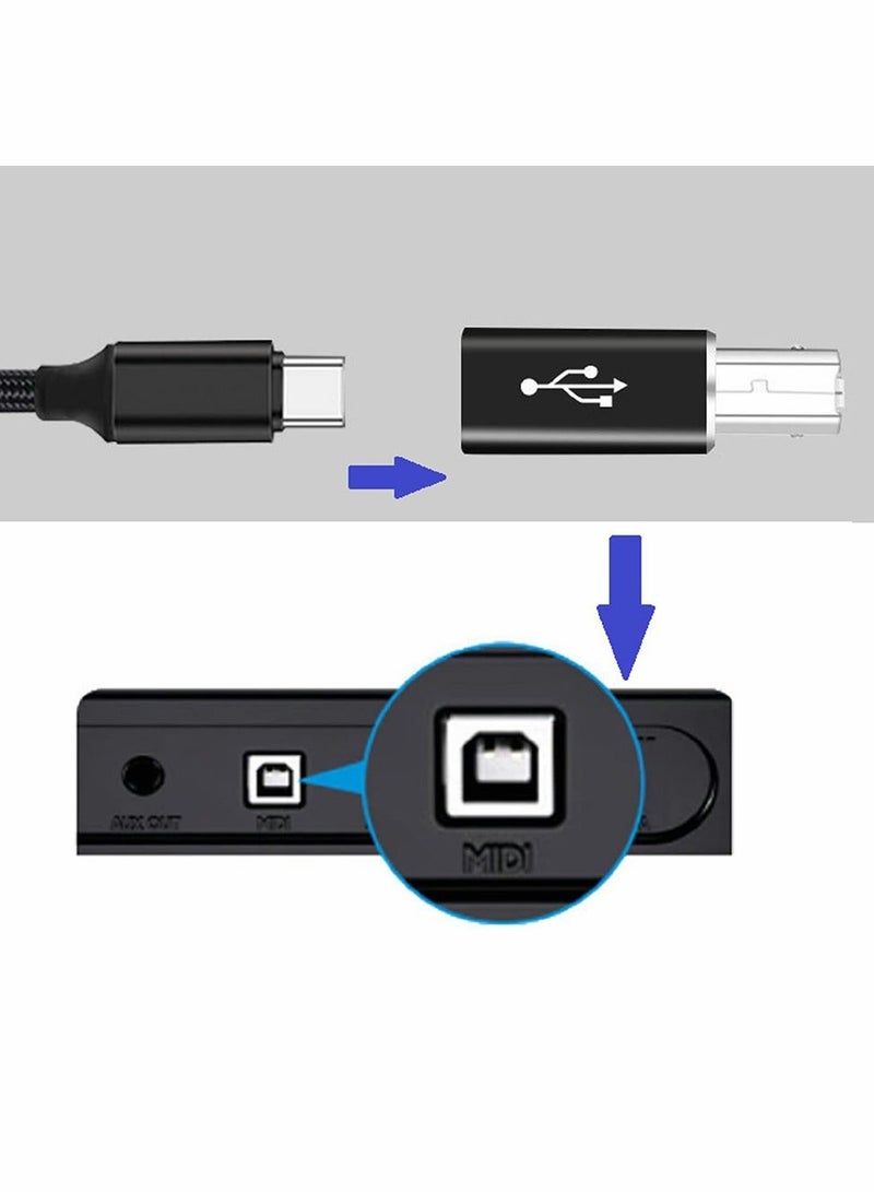 محول USB C إلى B، محول USB C إلى MIDI أنثى، متوافق مع MIDI والطابعات وChromebook Pixel والبيانو الكهربائي وأجهزة التوليف وأجهزة الكمبيوتر المحمولة ذات منفذ Type-C، عبوة من 3 قطع - Image 3