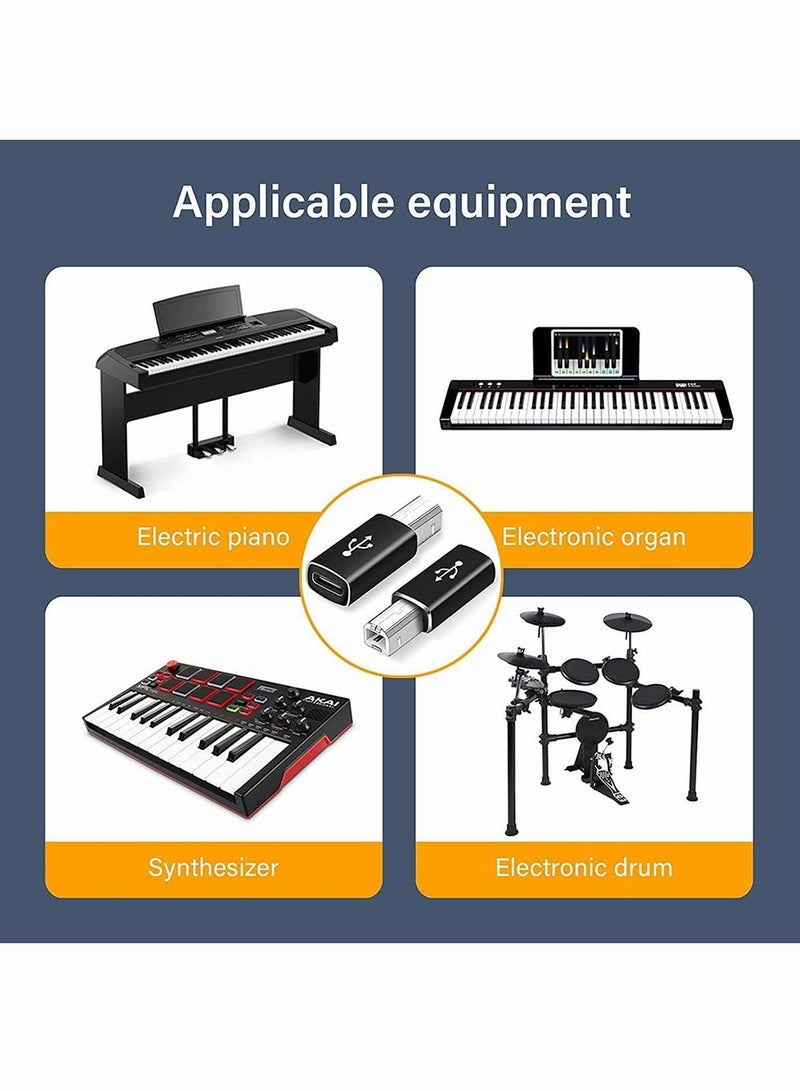 محول USB C إلى B، محول USB C إلى MIDI أنثى، متوافق مع MIDI والطابعات وChromebook Pixel والبيانو الكهربائي وأجهزة التوليف وأجهزة الكمبيوتر المحمولة ذات منفذ Type-C، عبوة من 3 قطع - Image 4