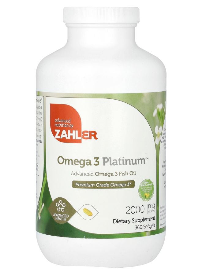 Zahler Omega 3 Platinum Advanced Omega 3 Fish Oil 2000 mg 360 Softgels (1000 mg Per Softgel)
