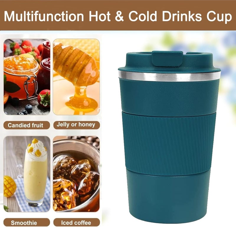 GALV Insulated Travel Coffee Mug Spill Proof Leak Proof Pobtable to Go Camping Stainless Steel Coffee Tumbler Reusable Coffee Cups with Lids Thermos for Hot and Cold Drink 475ml Blue - Image 4
