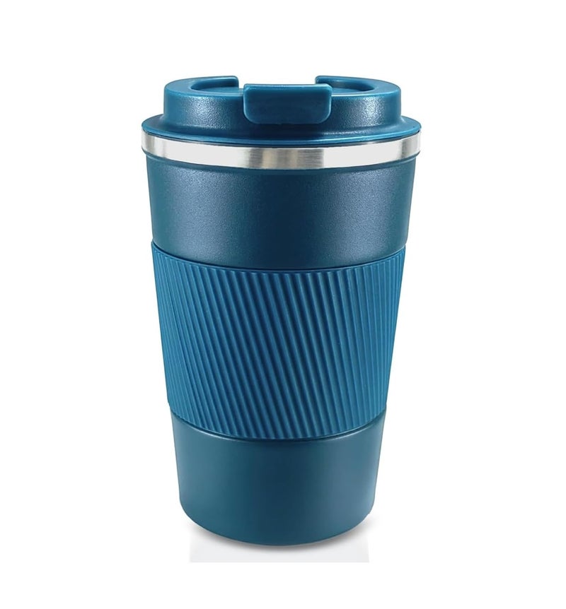 GALV Insulated Travel Coffee Mug Spill Proof Leak Proof Pobtable to Go Camping Stainless Steel Coffee Tumbler Reusable Coffee Cups with Lids Thermos for Hot and Cold Drink 475ml Blue - Image 1
