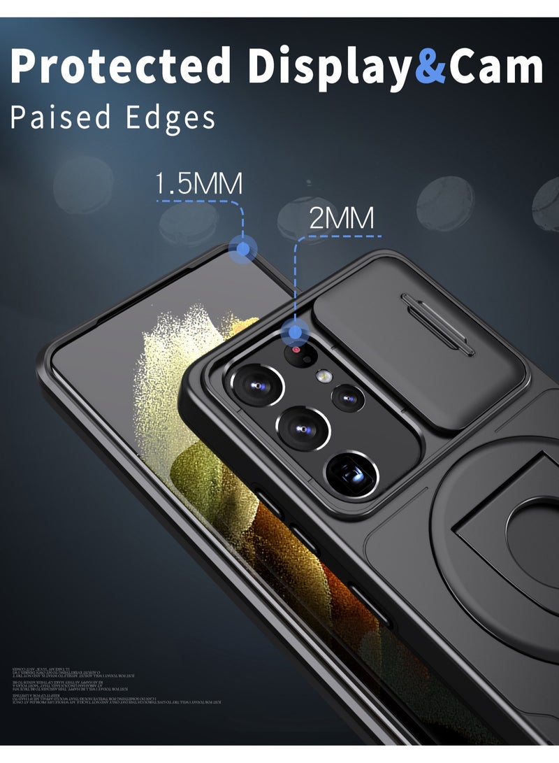 Magnetic Stand Cover Compatible for Samsung Galaxy S21 Ultra Case with Slide Camera Cover, - Image 4