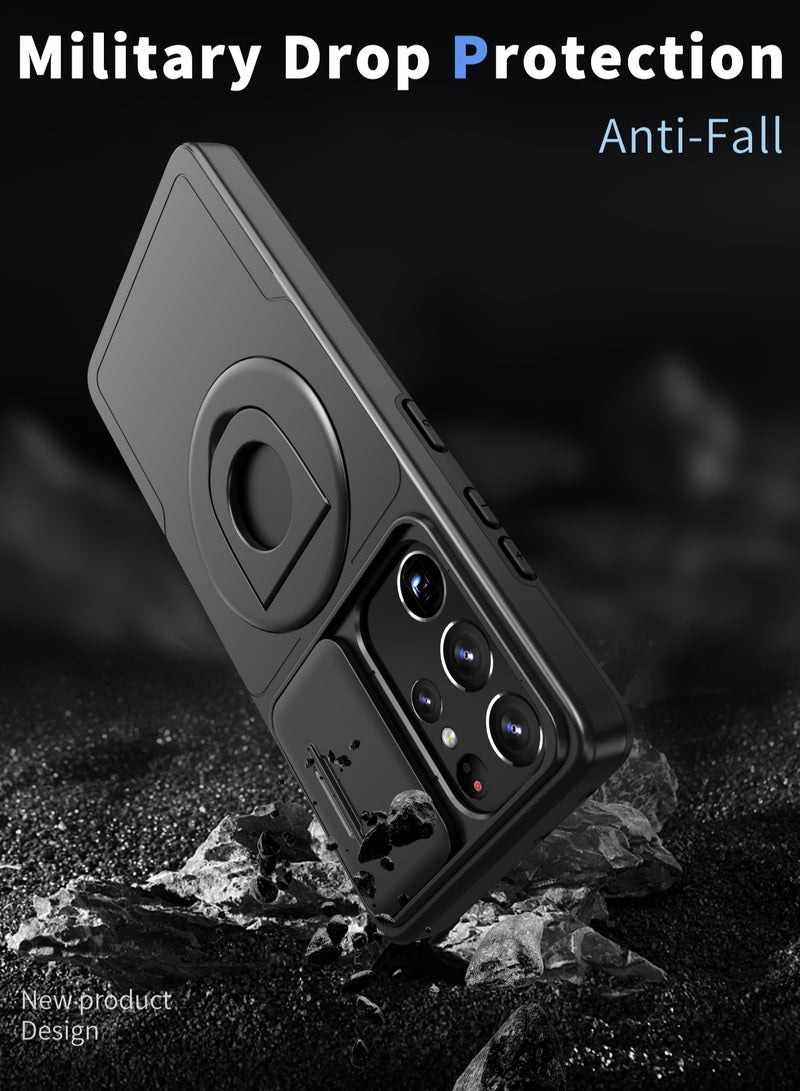 Magnetic Stand Cover Compatible for Samsung Galaxy S21 Ultra Case with Slide Camera Cover, - Image 3