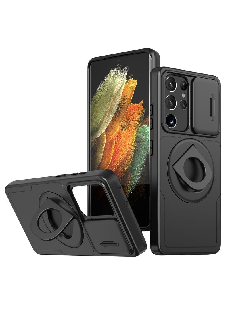 Magnetic Stand Cover Compatible for Samsung Galaxy S21 Ultra Case with Slide Camera Cover, - Image 1