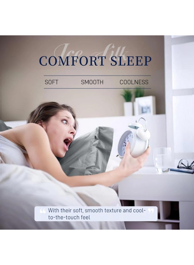 M MIAOYAN 100% Pure Mulberry Silk Pillowcase 48*72cm, Silver Grey Silky Breathable Pillow Case, Soft and Comfortable for Hair and Skin with Flanged Design Pillowcase - Image 5