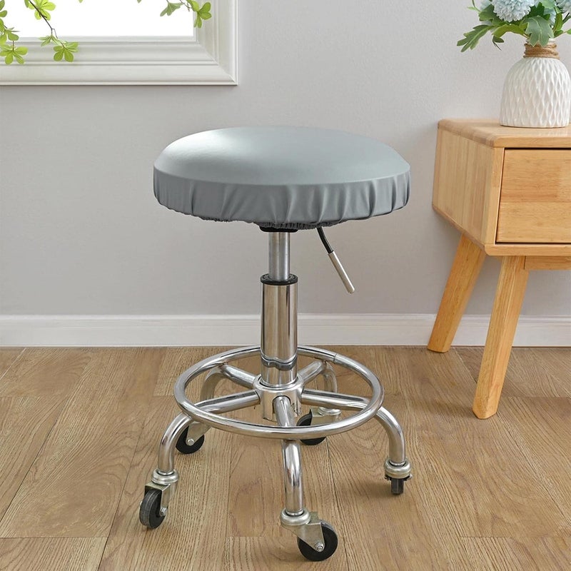 Bar Cushion Covers Stretch PU Leather Waterproof Round Stool Chair Slipcover with Washable Seat Protector Suitable for Home bar Office Wedding - Image 5