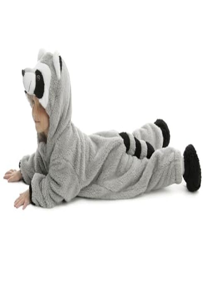 HSCTEK Toddler Raccoon Costume, Baby Animal Onesie Boys Girls, Babies Newborn Halloween Cosplay Romper Clothes Infant 4T Gray - Image 4