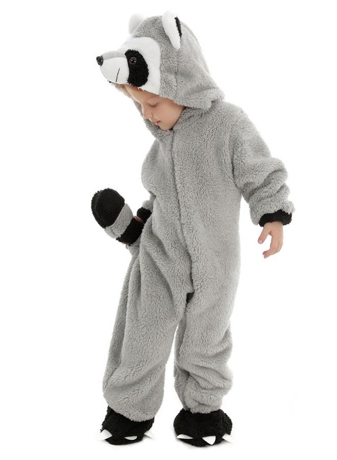 HSCTEK Toddler Raccoon Costume, Baby Animal Onesie Boys Girls, Babies Newborn Halloween Cosplay Romper Clothes Infant 4T Gray - Image 2