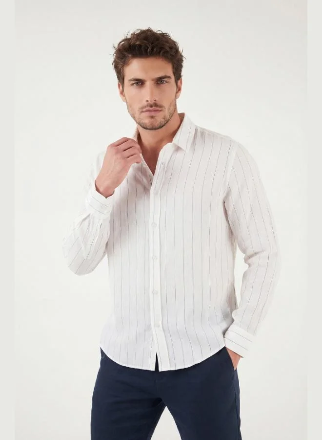 Buratti  Buratti Cotton Regular Fit Striped Classic Collar Long Sleeve Shirt Men's SHIRT CF26S129774 for Men | Best Price UAE