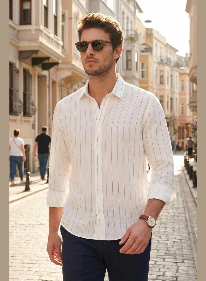 Buratti  Buratti Cotton Regular Fit Striped Classic Collar Long Sleeve Shirt Men's SHIRT CF26S129774 for Men | Best Price UAE