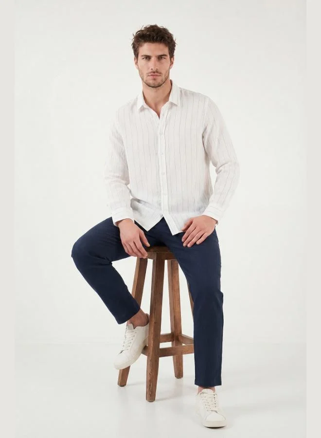 Buratti  Buratti Cotton Regular Fit Striped Classic Collar Long Sleeve Shirt Men's SHIRT CF26S129774 for Men | Best Price UAE