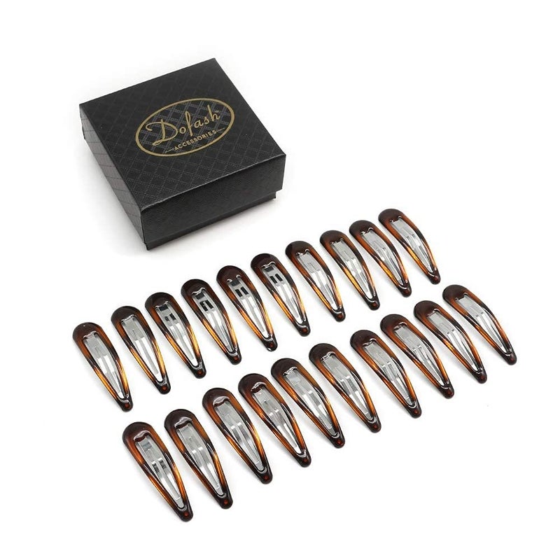Dofash 20Pcs Epoxy Snap Hair Clips Hair Grips Metal Hair Clips 5Cm2In Hair Accessories For Girls Tortoise